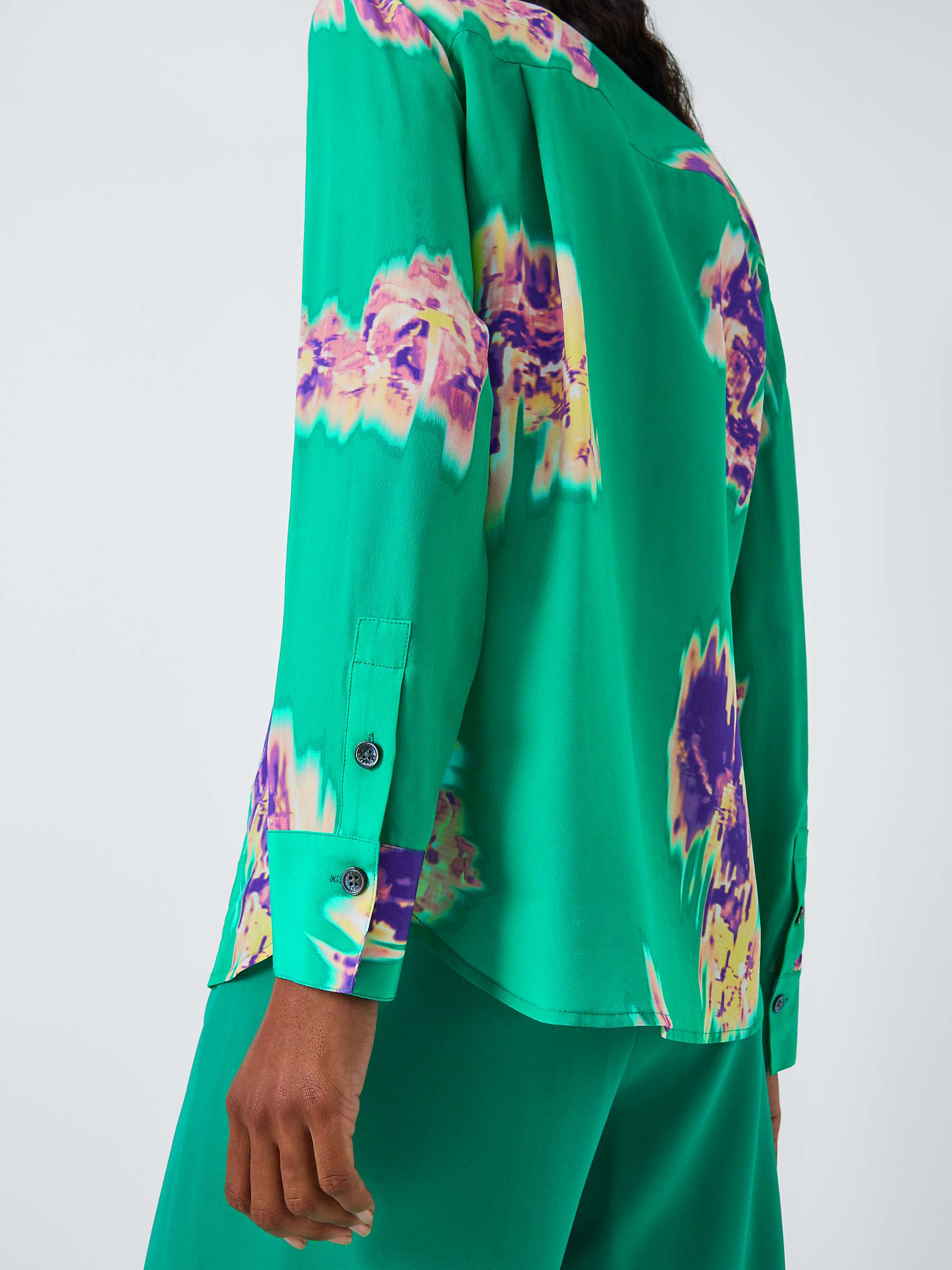 Buy Equipment Miki Abstract Print Silk Blouse, Emerald/Multi Online at johnlewis.com