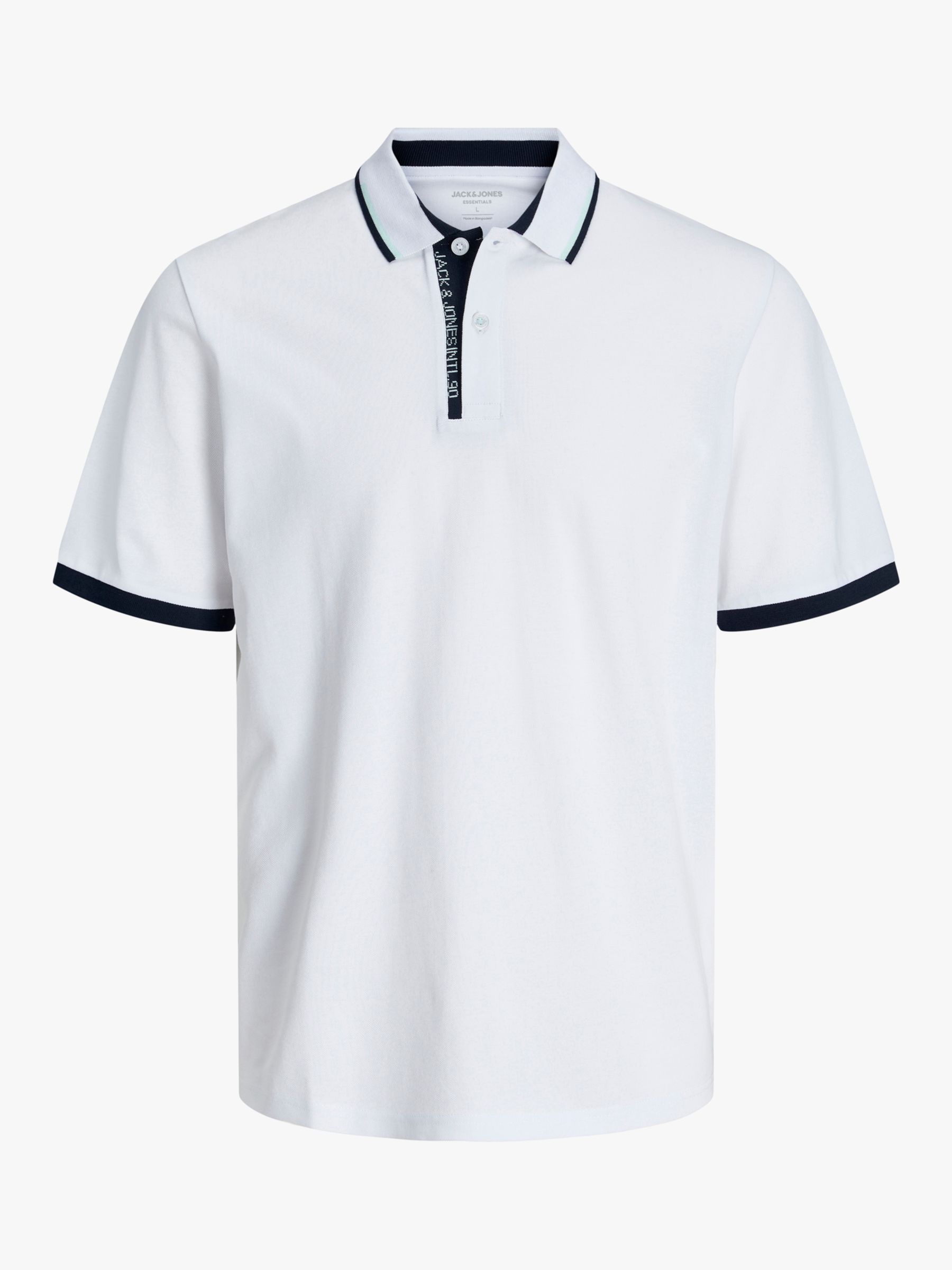 Jack & Jones Kids' Steel Cotton Polo Shirt, White at John Lewis & Partners