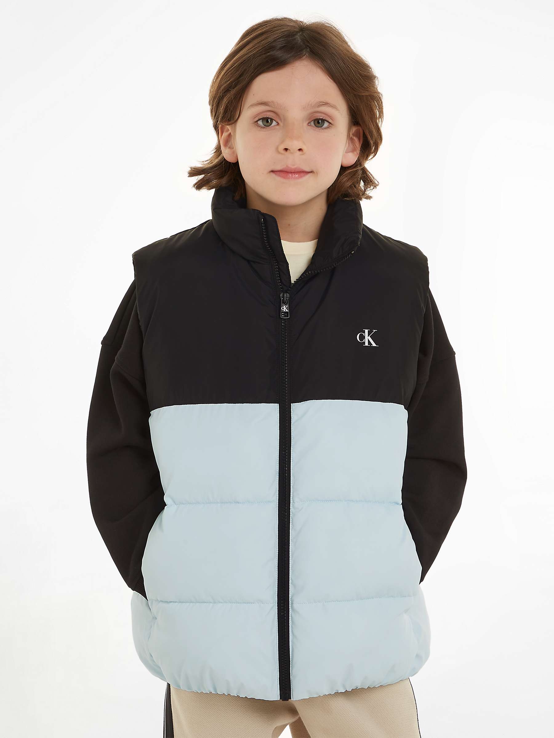Buy Calvin Klein Kids' Puffer Colour Block Gilet, Keepsake Blue Online at johnlewis.com
