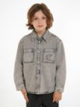 Calvin Klein Kids' Logo Padded Overshirt Jacket, Stone Light Grey