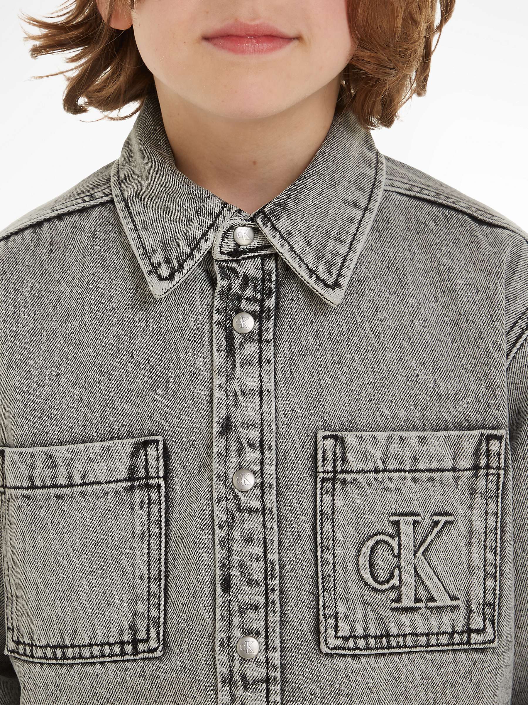 Buy Calvin Klein Kids' Logo Padded Overshirt Jacket, Stone Light Grey Online at johnlewis.com