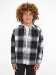 Calvin Klein Kids' Brushed Cotton Check Overshirt, CK Black