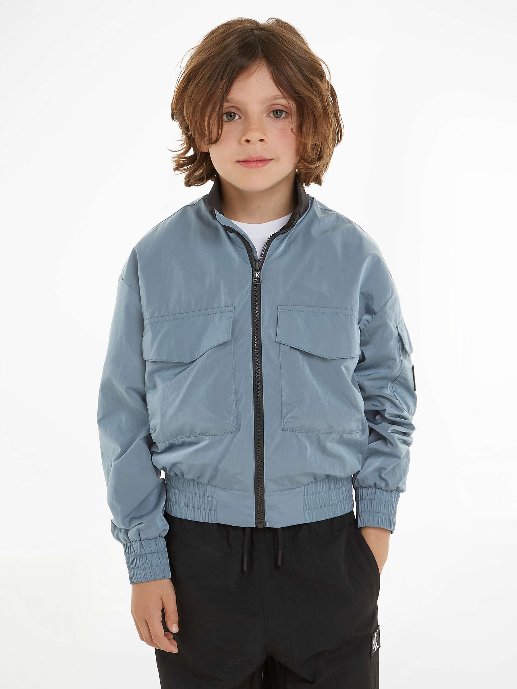 Buy Calvin Klein Kids' Structured Bomber Jacket, Goblin Blue Online at johnlewis.com