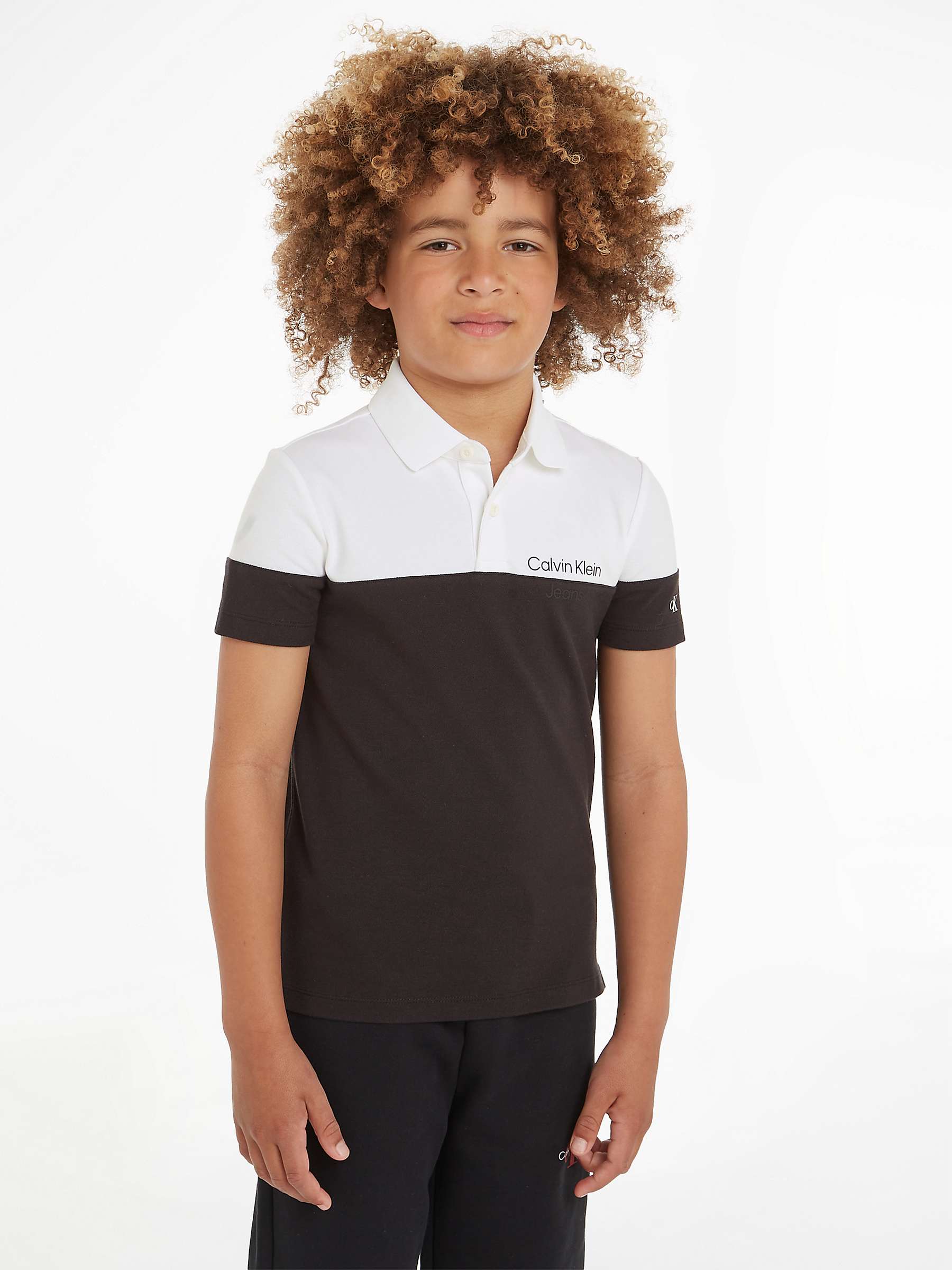 Buy Calvin Klein Kids' Pique Block Polo Shirt, Ck Black Online at johnlewis.com