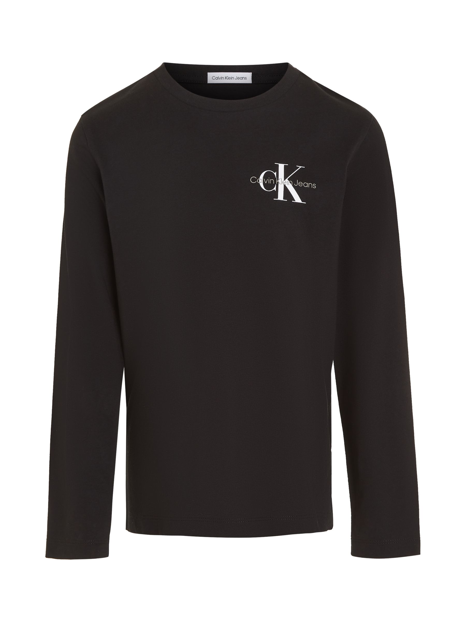 Calvin Klein Kids' Monogram Long Sleeve T-Shirt, Ck Black at John Lewis ...