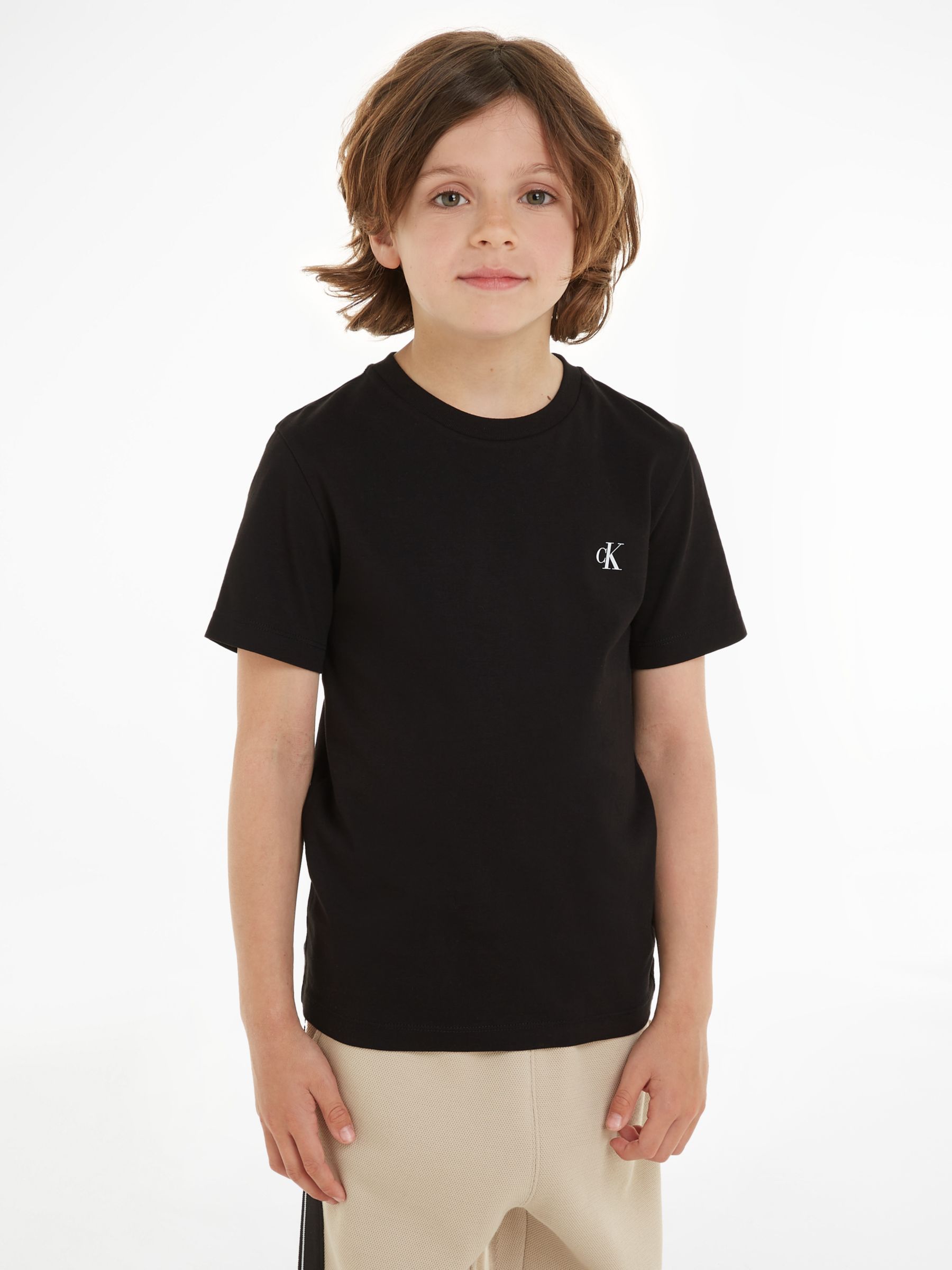 Calvin Klein Kids\' Cotton Monogram Sleeve Lewis 2, T-Shirts, John Blue/Ck of Black & Short Keepsake Pack at Partners