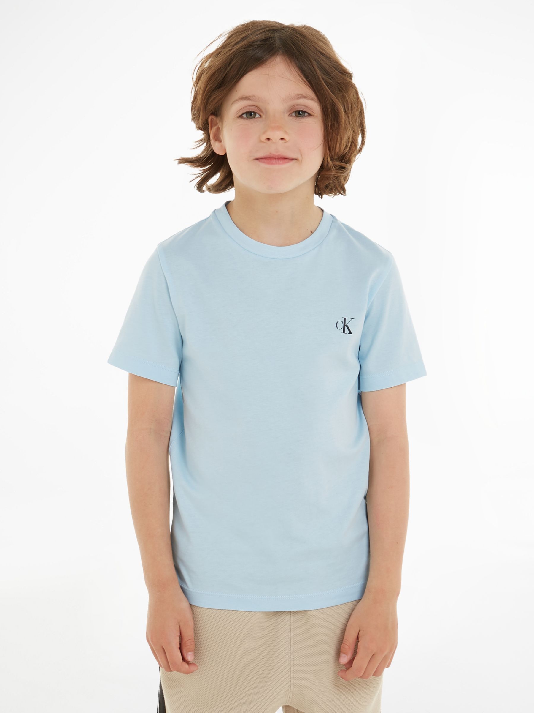 Buy Calvin Klein Kids' Cotton Monogram Short Sleeve T-Shirts, Pack of 2, Keepsake Blue/Ck Black Online at johnlewis.com
