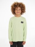 Calvin Klein Kids' Modern Waffle Logo Long Sleeve T-Shirt, Exotic Mint