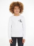 Calvin Klein Kids' Monogram Long Sleeve T-Shirt, Bright White