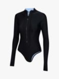 Davy J Bonded Long Sleeve Swimsuit, Powder Blue/Black