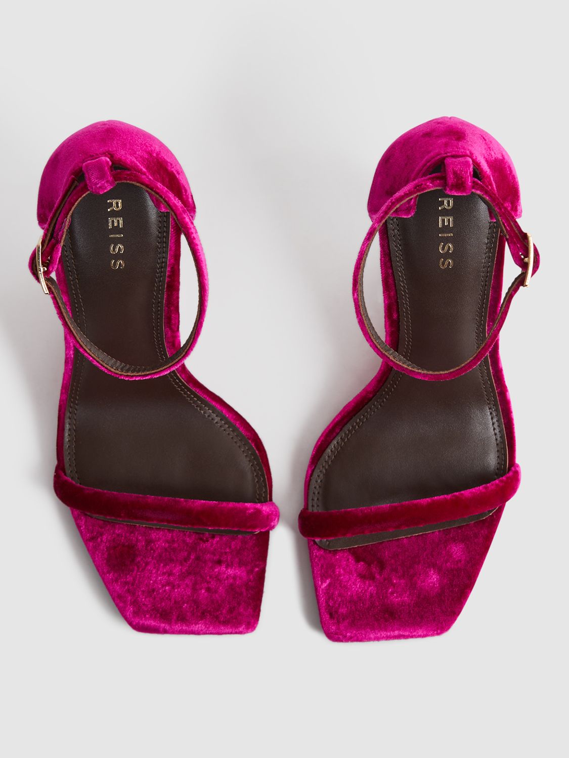 Reiss Cora Velvet Wedge Sandals, Pink at John Lewis & Partners