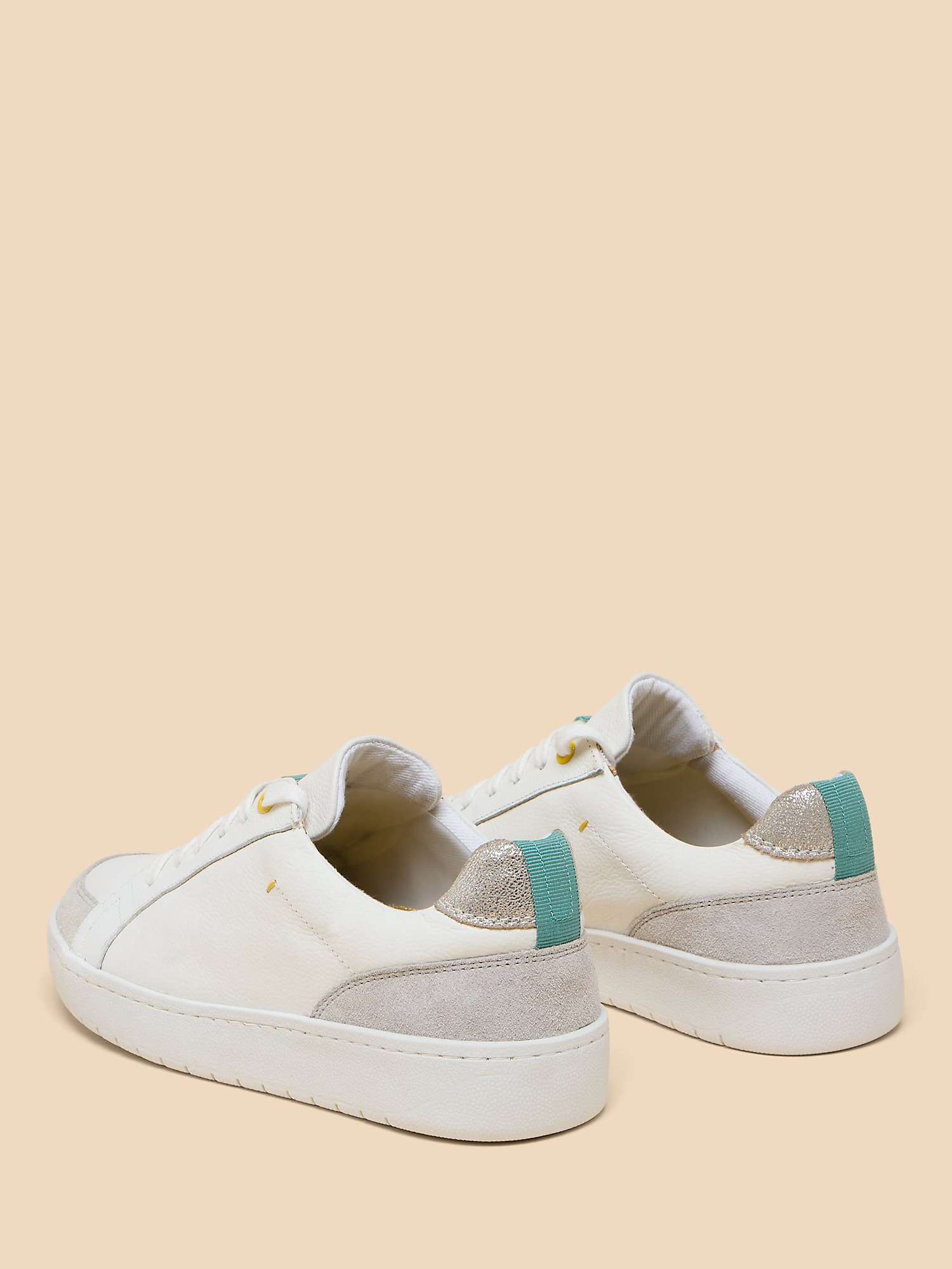 Buy White Stuff Suede Trainers, White/Multi Online at johnlewis.com