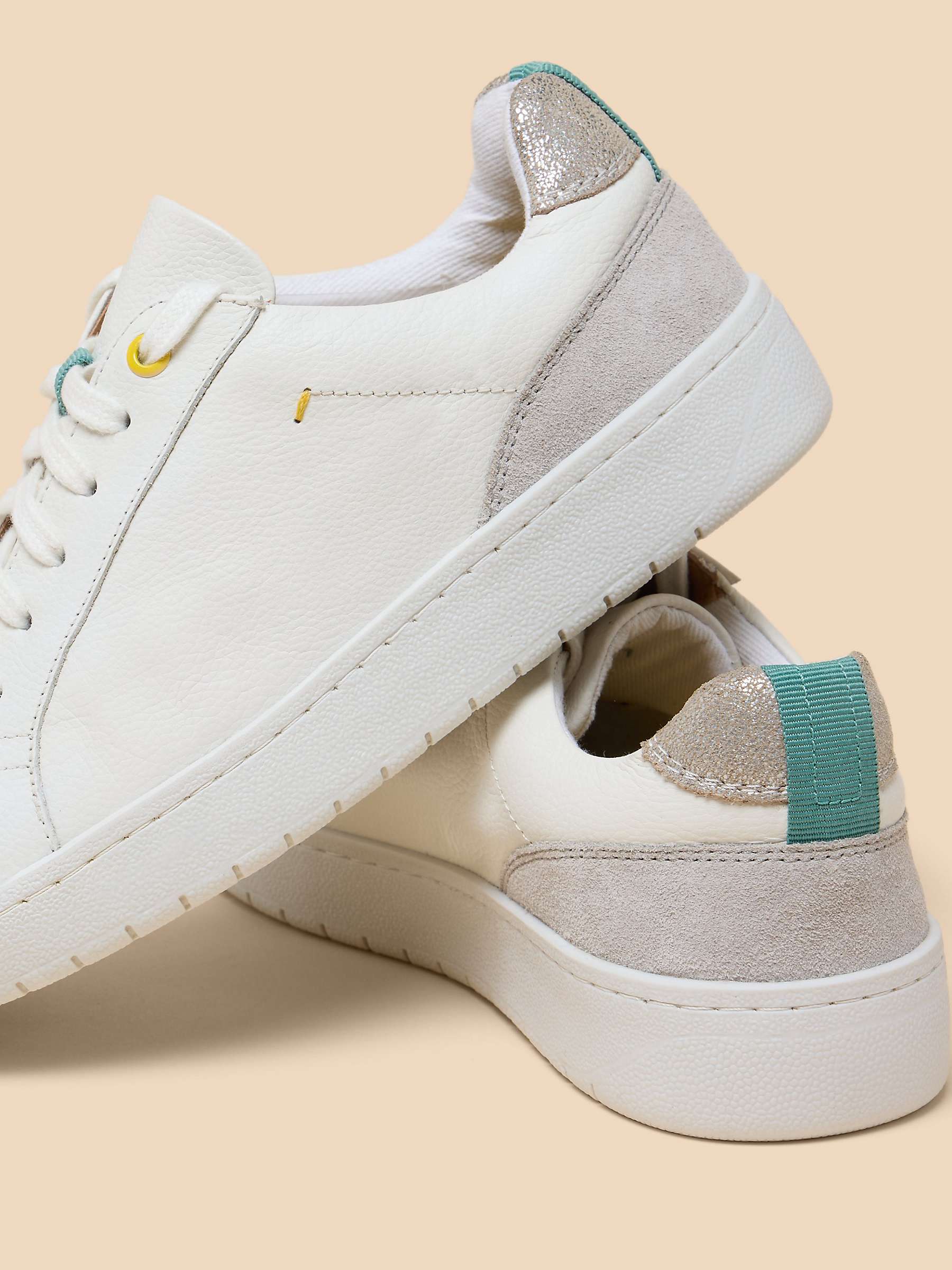 Buy White Stuff Suede Trainers, White/Multi Online at johnlewis.com