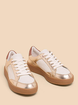 White Stuff Suede and Leather Trainers, Gold