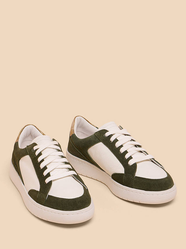White Stuff Suede and Leather Trainers, Green/Multi