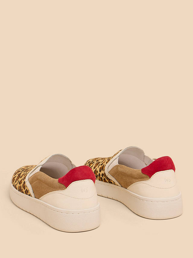 White Stuff Leopard Print Slip On Leather Trainers, Multi