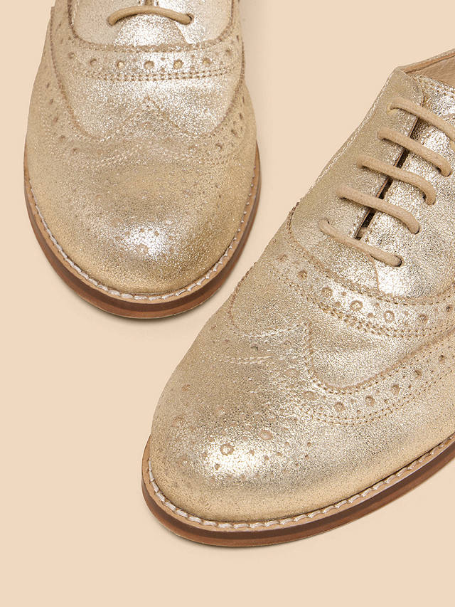 White Stuff Lace Up Leather Brogues, Gld Tn Met