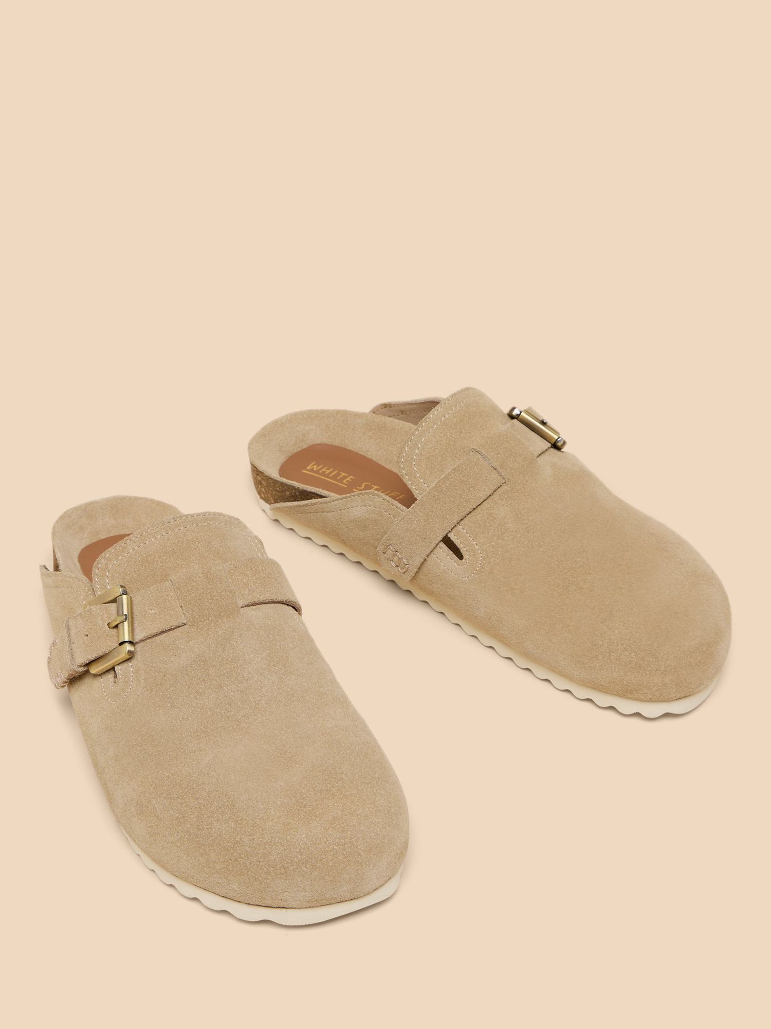 White Stuff Suede Slip On Mules, Natural, 3