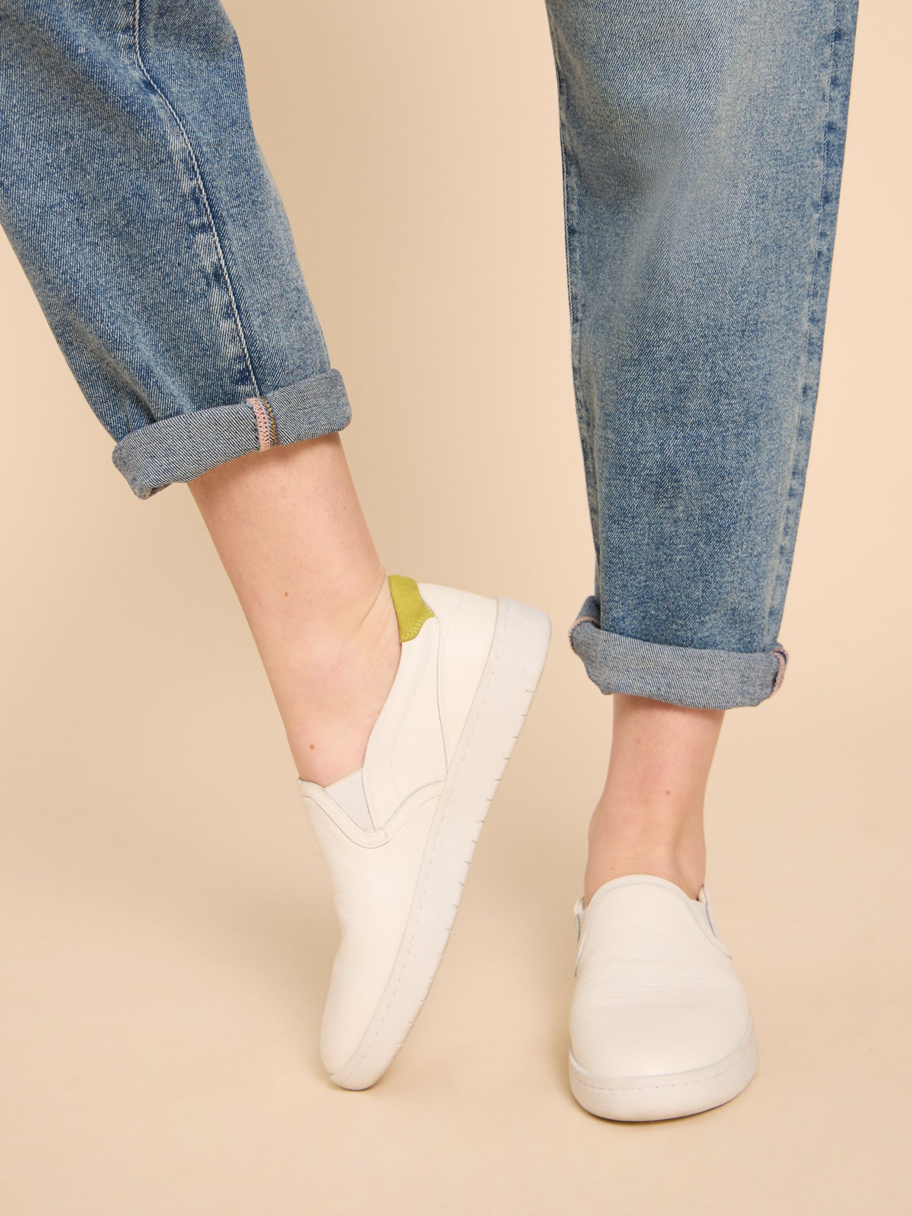 Buy White Stuff Leather Slip On Trainers, White Online at johnlewis.com