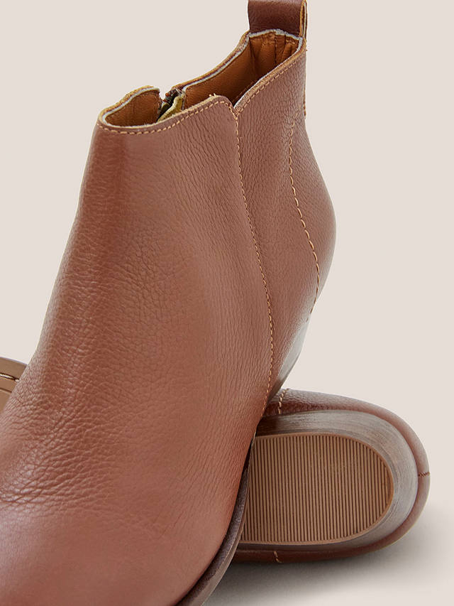 White Stuff Leather Ankle Boots, Dark Tan