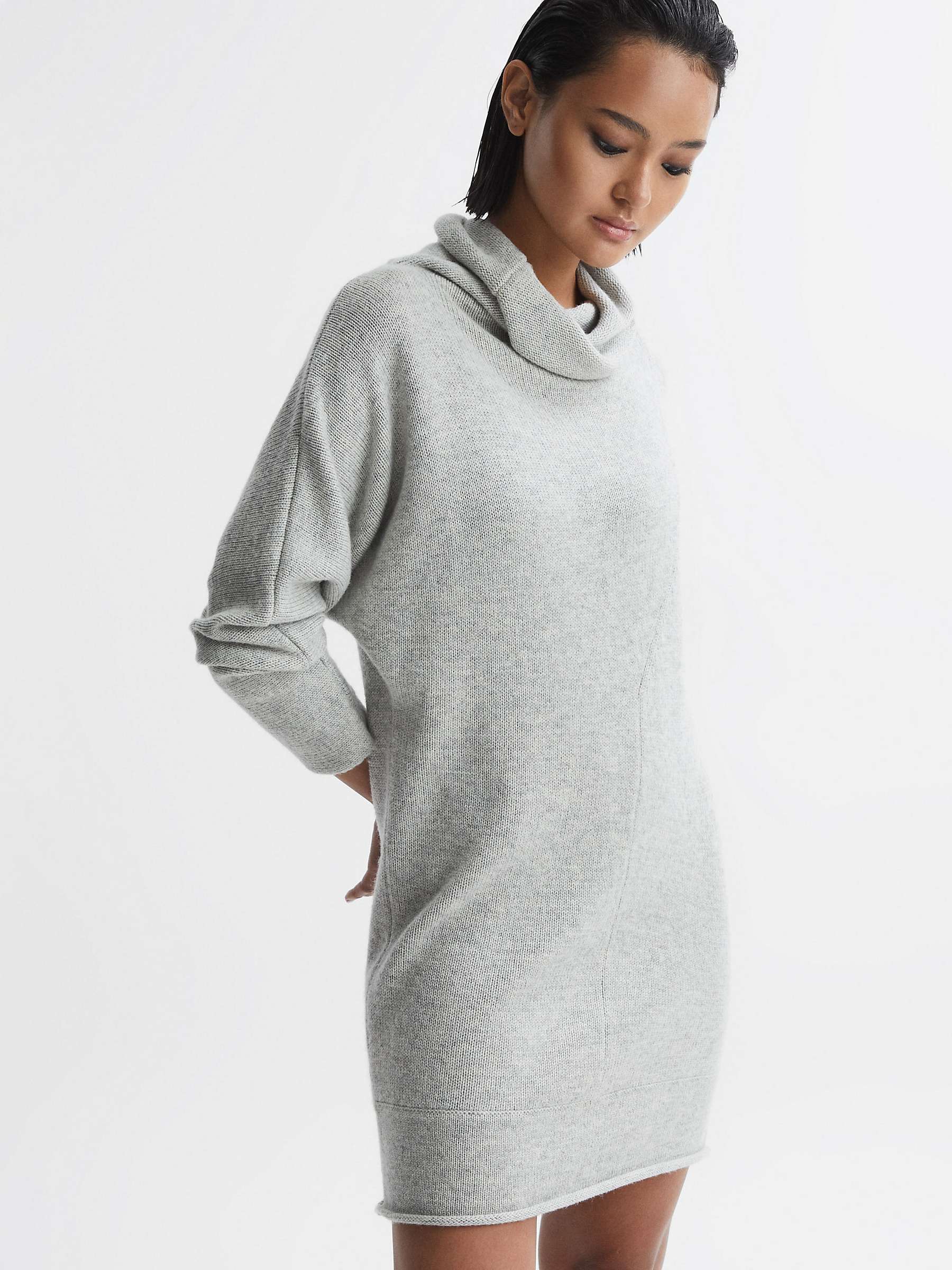 Buy Reiss Sami Wool Blend Mini Jumper Dress, Soft Grey Online at johnlewis.com