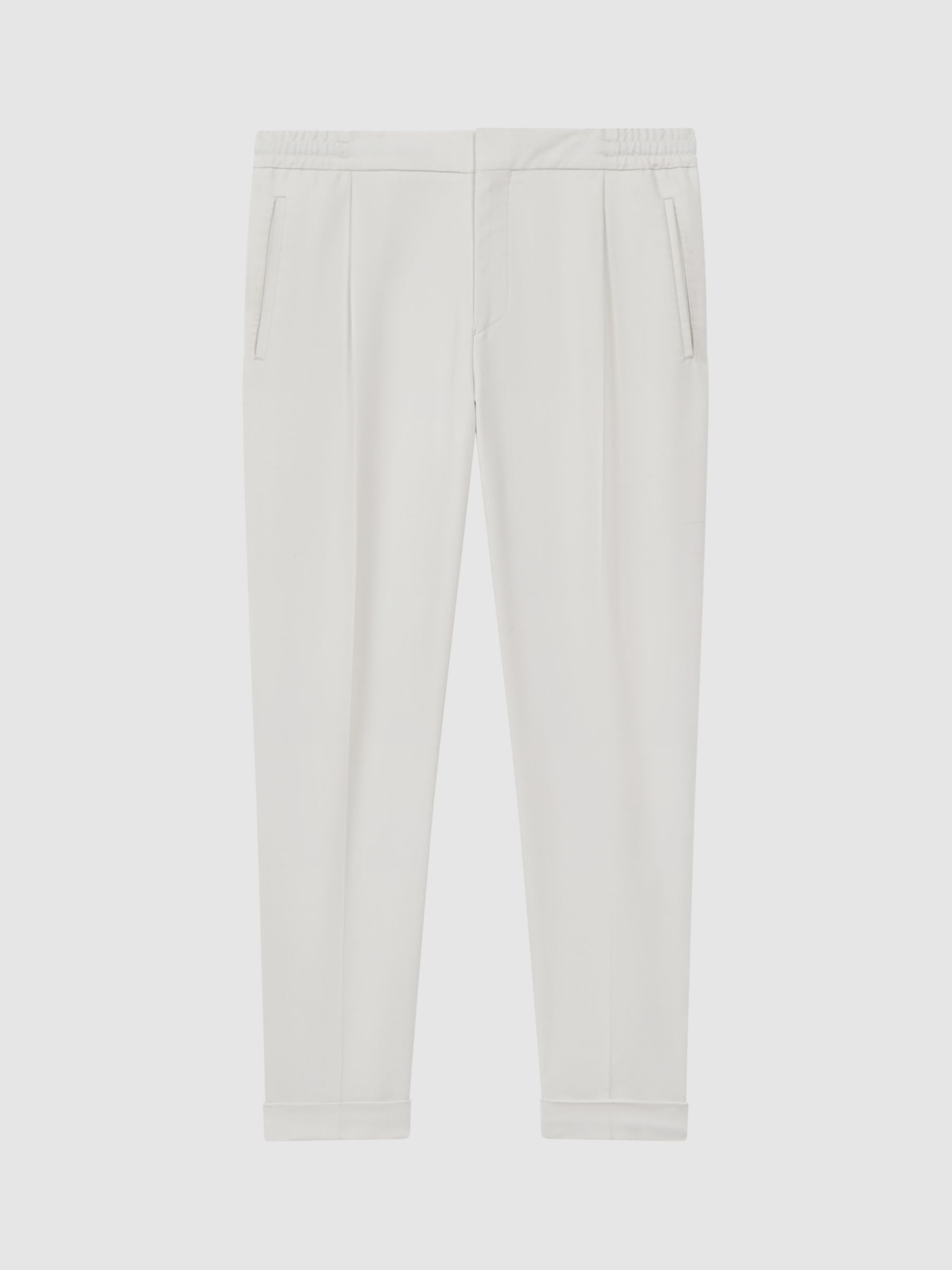 Reiss Brighton Pleated Relaxed Trousers, Ecru, 28R