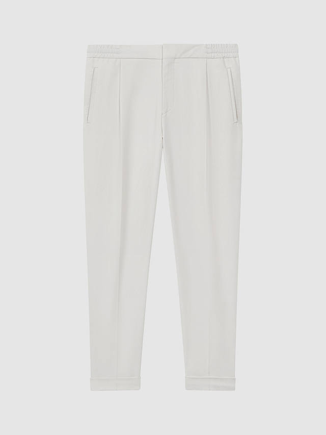 Reiss Brighton Pleated Relaxed Trousers, Ecru