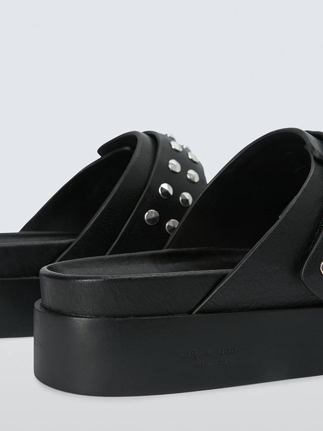 rag & bone Geo Stud Leather Sandals, Black