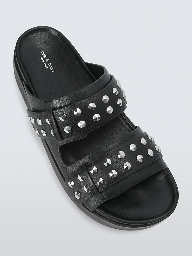 rag & bone Geo Stud Leather Sandals, Black