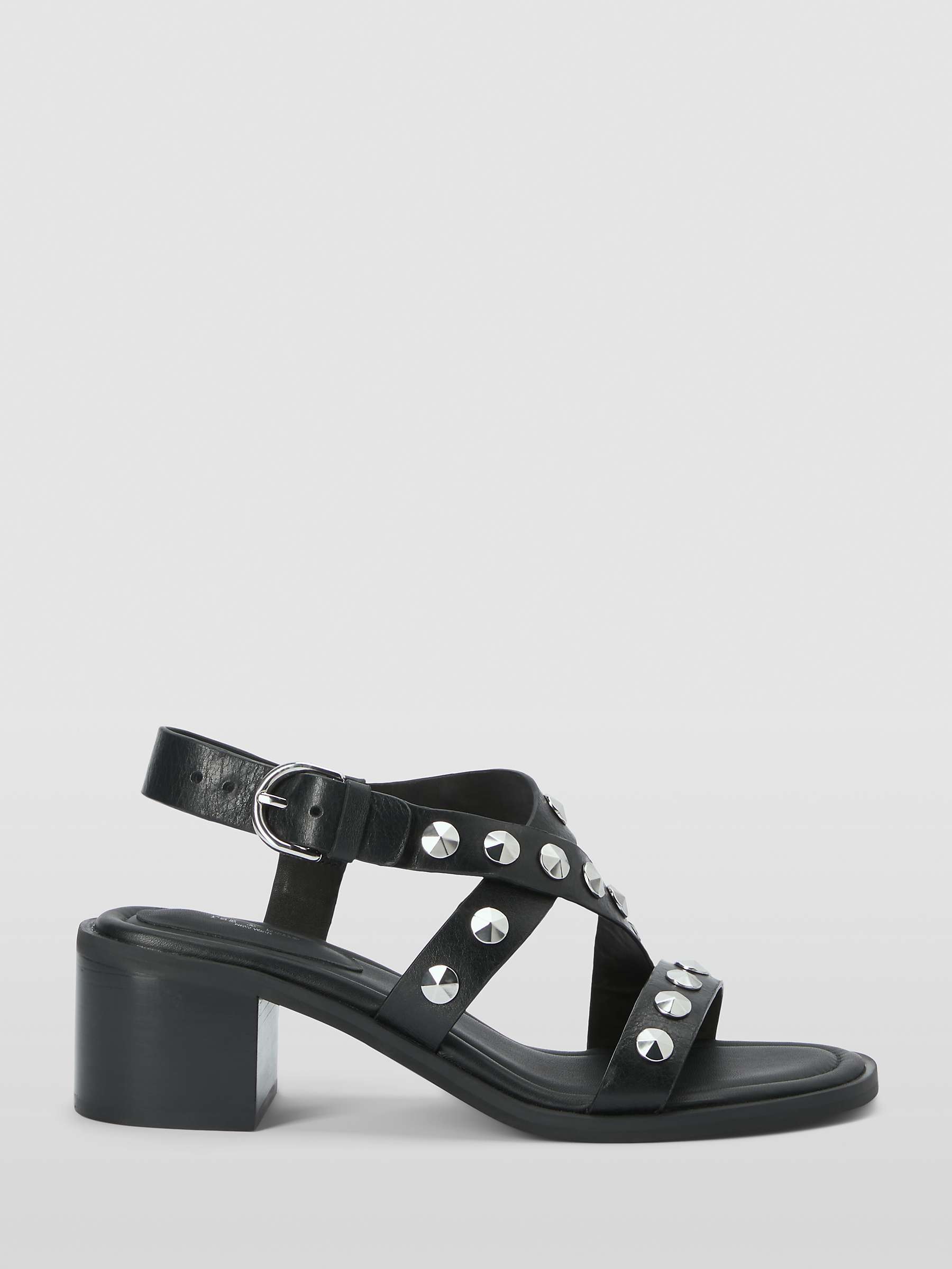 Buy rag & bone Geo Leather Stud Block Heel Sandals, Black Online at johnlewis.com