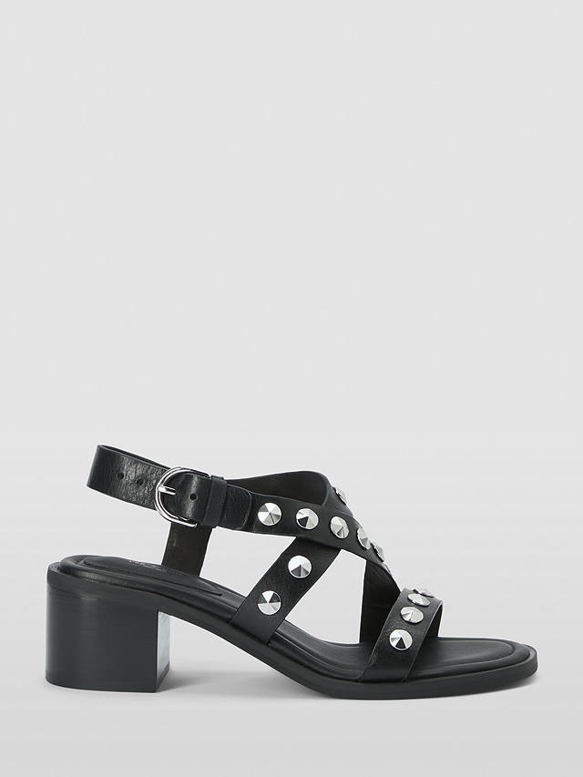 rag & bone Geo Leather Stud Block Heel Sandals, Black