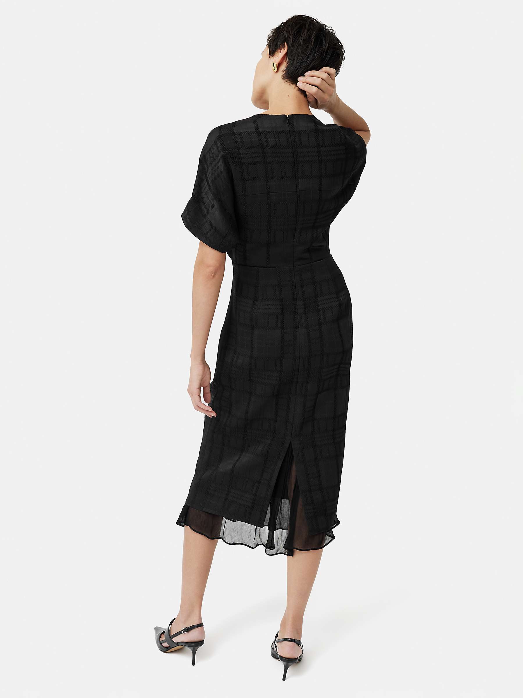 Buy Jigsaw Textured Jacquard Check Midi Dress, Black Online at johnlewis.com