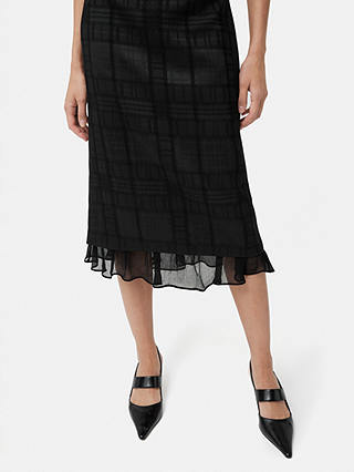 Jigsaw Textured Jacquard Check Midi Dress, Black