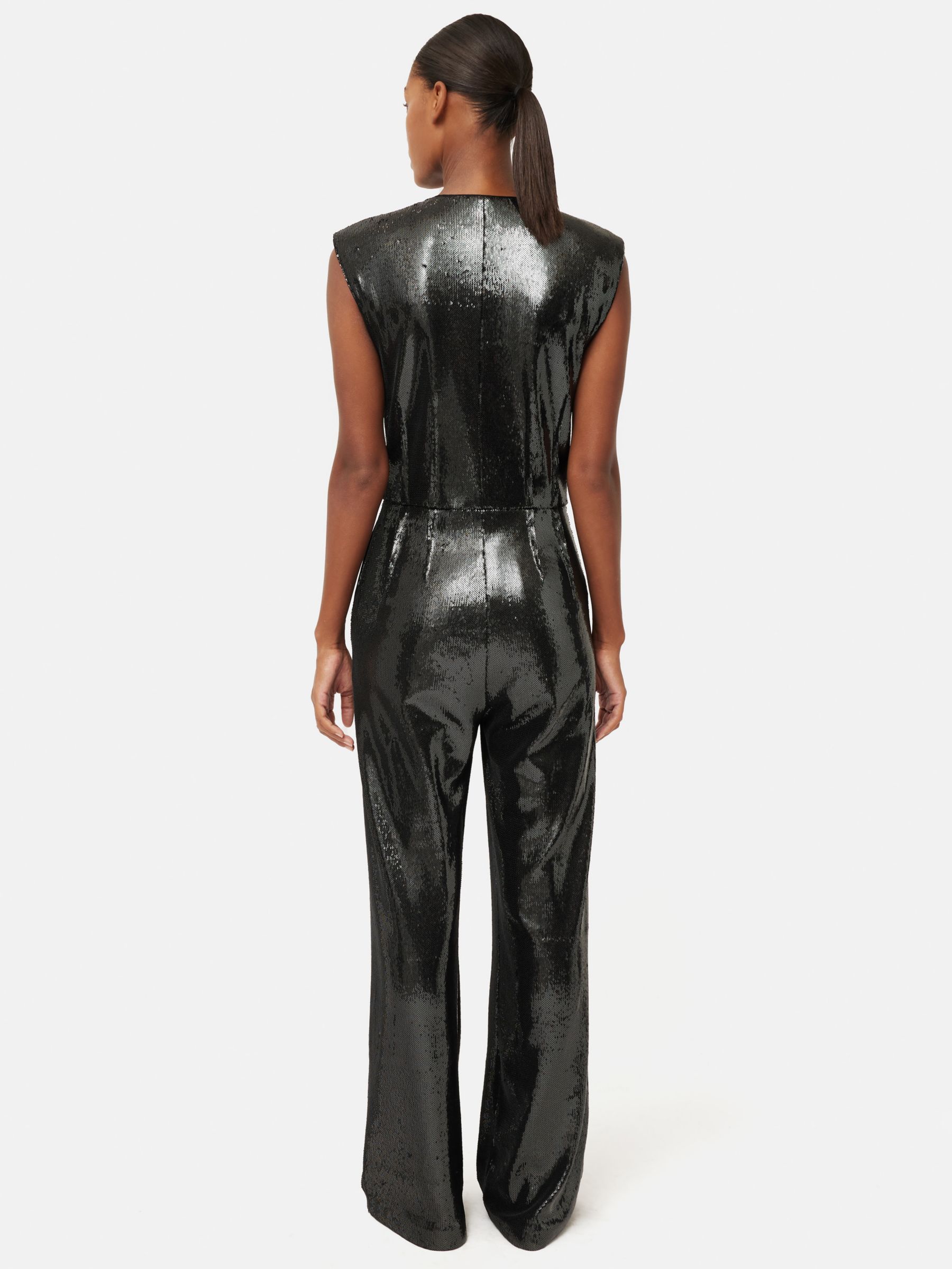 Jigsaw Sequin Sleeveless Jumpsuit, Charcoal, 6