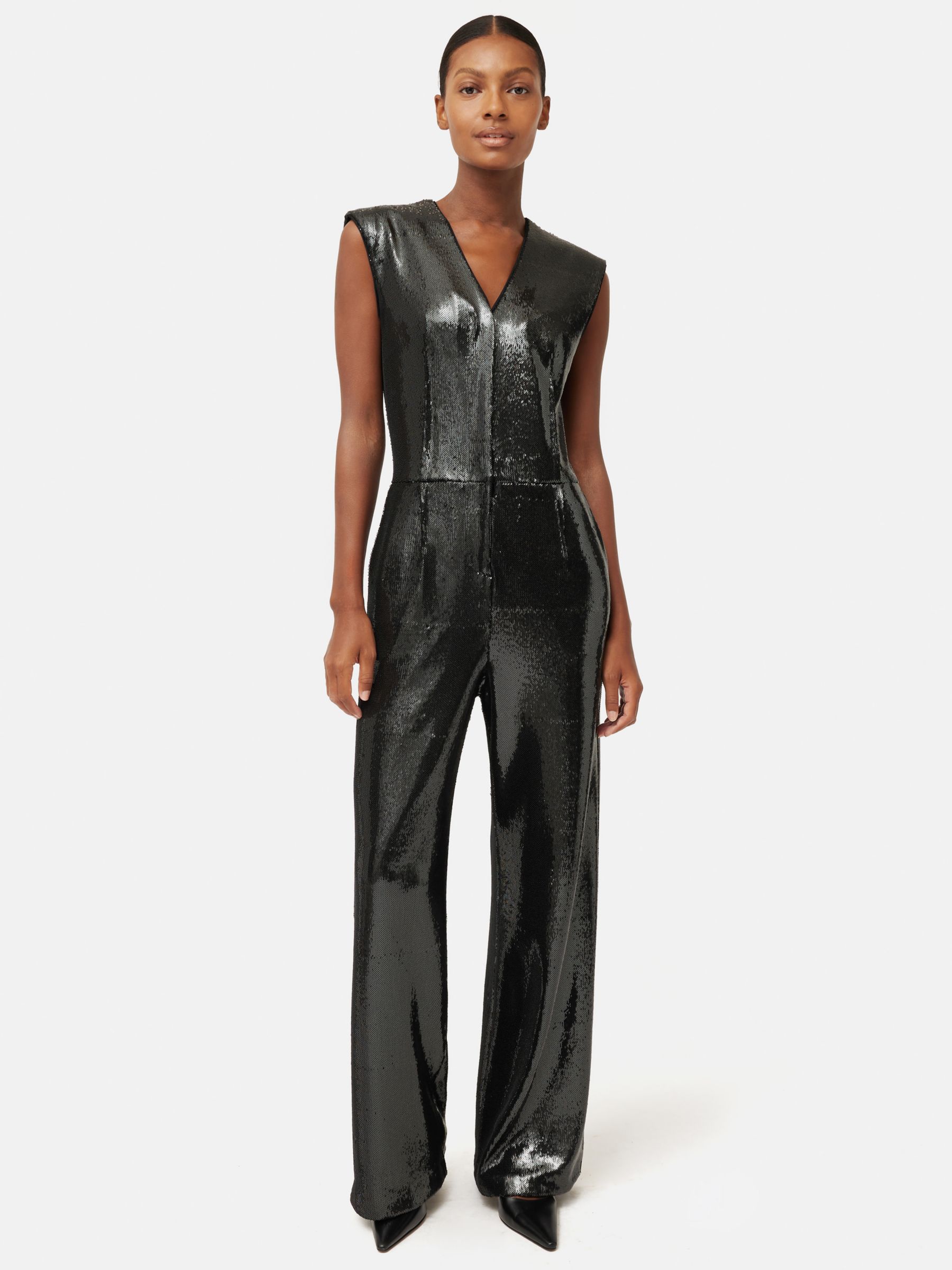 Buy Jigsaw Sequin Sleeveless Jumpsuit, Charcoal Online at johnlewis.com
