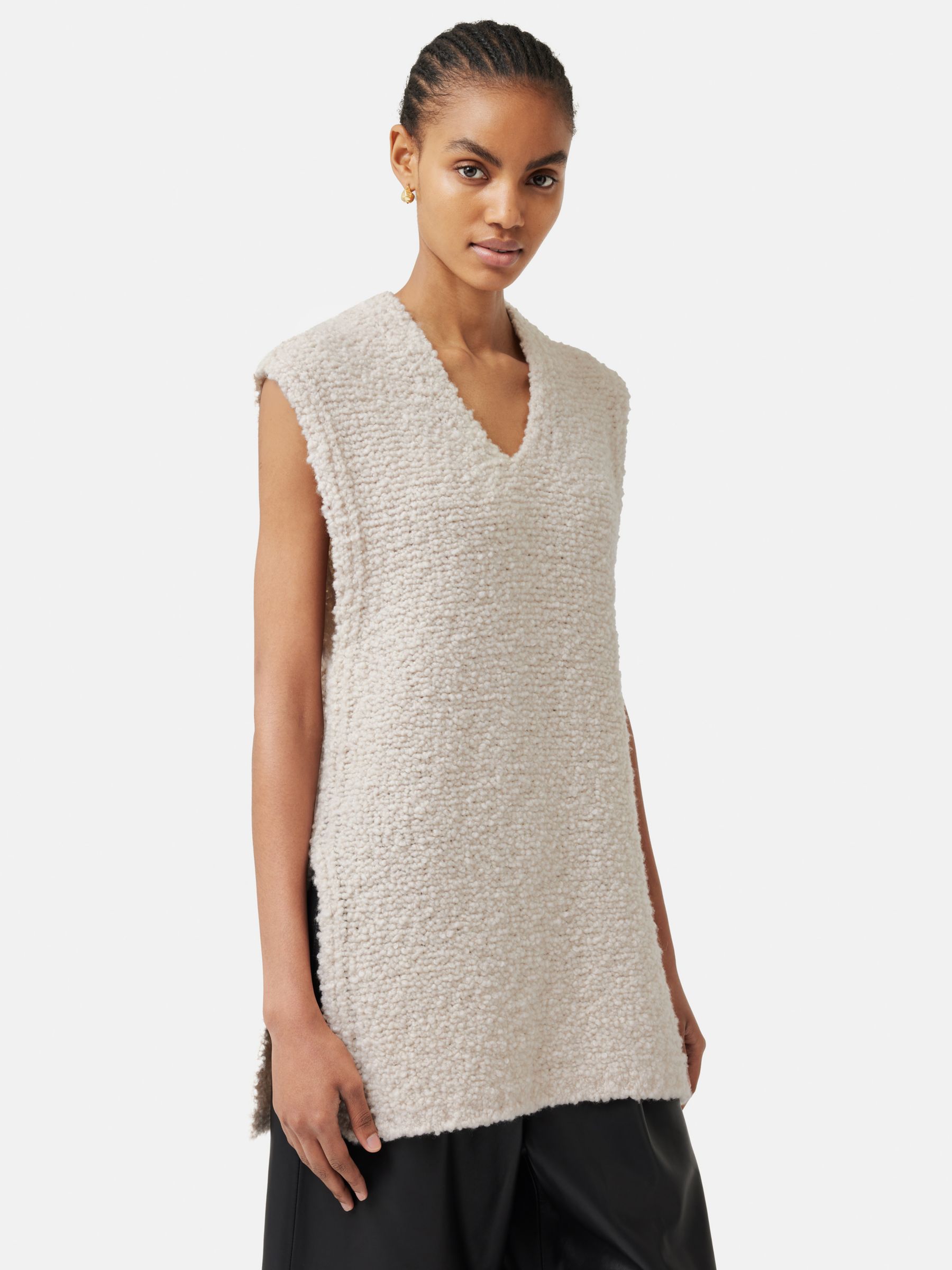 Jigsaw Boucle Merino Wool Blend Longline Tank Top, Cream