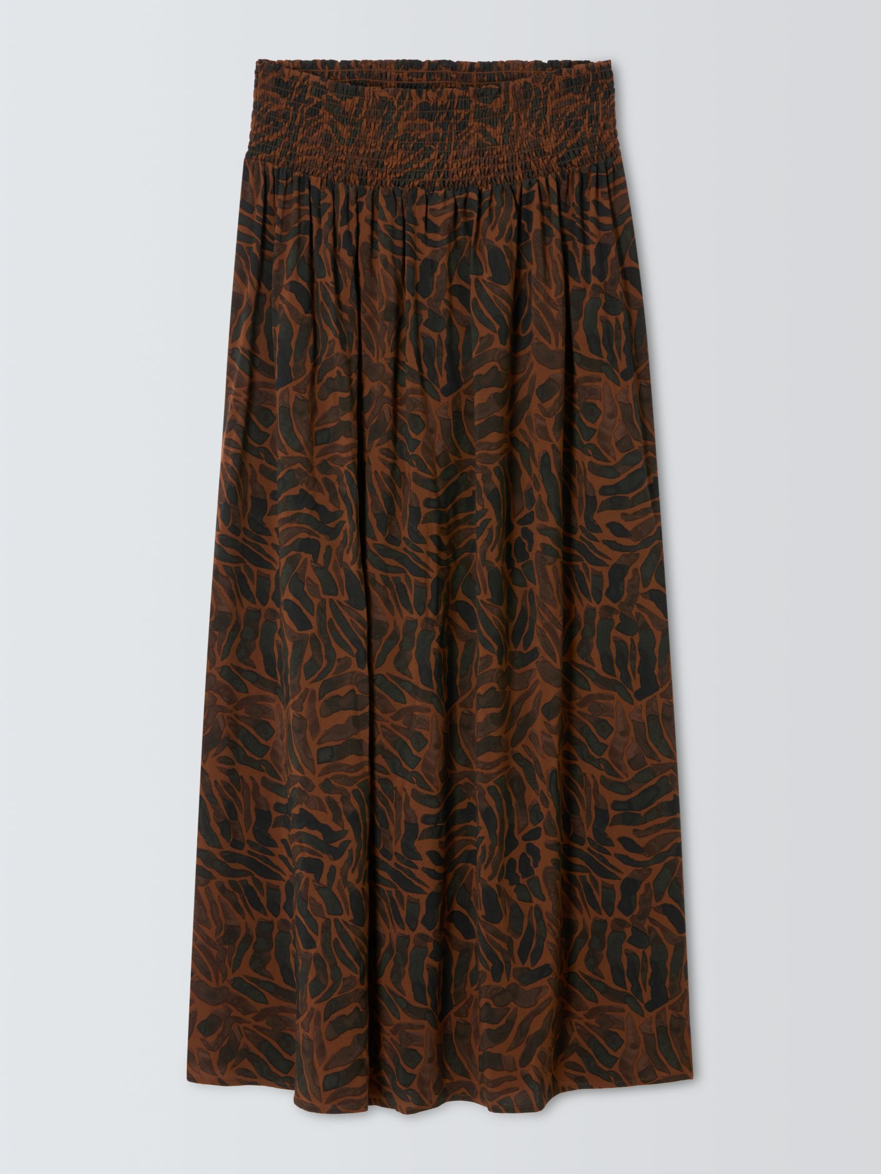 Buy John Lewis ANYDAY Solare Shirred Waist Maxi Skirt, Brown/Multi Online at johnlewis.com