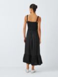 John Lewis ANYDAY Satin Smocked Midi Dress, Black