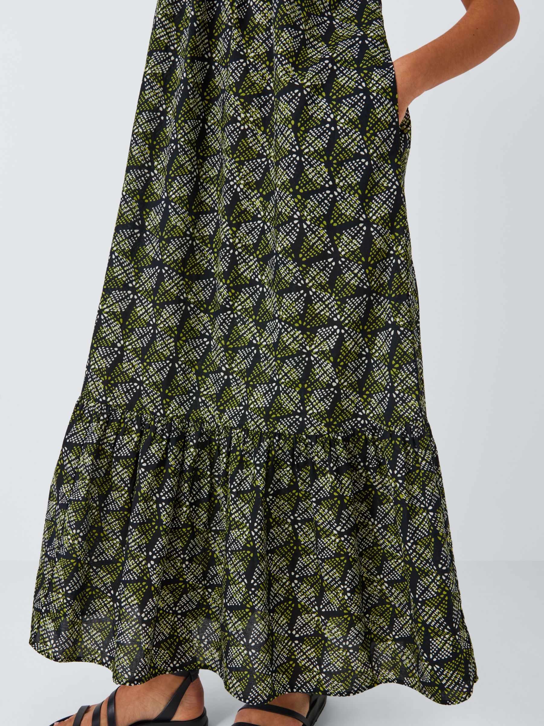 John Lewis ANYDAY Geometric Strappy Maxi Dress, Black/Multi, 10