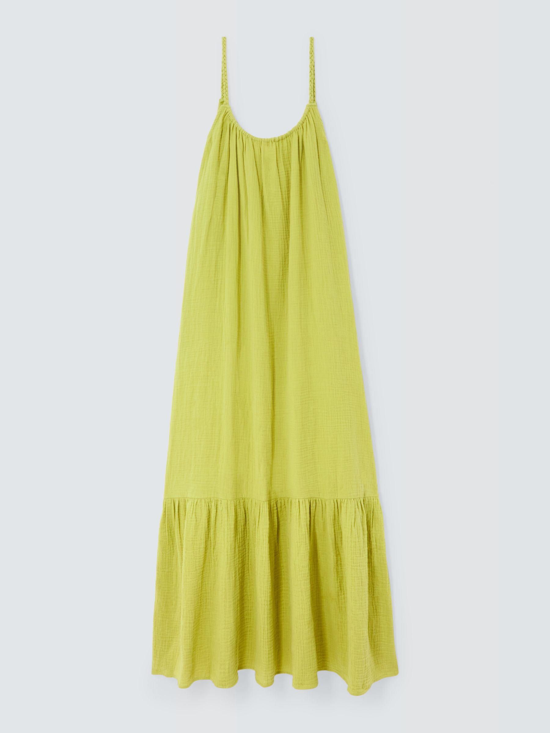 John Lewis ANYDAY Cheesecloth Cotton Maxi Dress, Lime, 8