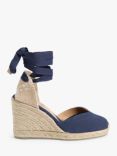 Castañer Chiara Cotton Wedge Espadrille Sandals, Azul Oxford