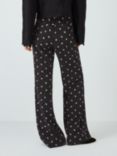 Fabienne Chapot Puck Floral Spot Print Flared Trousers, Grape/Black, Grape/Black