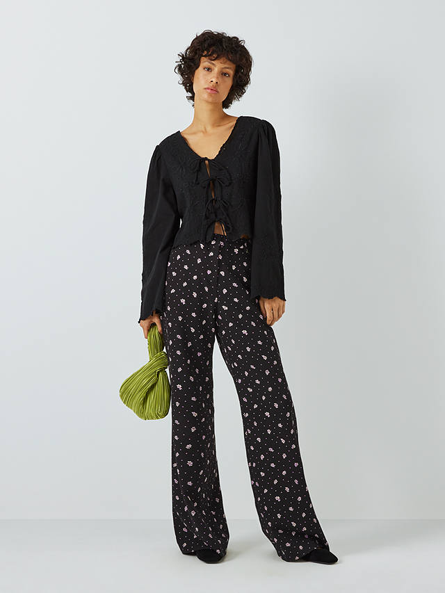 Fabienne Chapot Puck Floral Spot Print Flared Trousers, Grape/Black