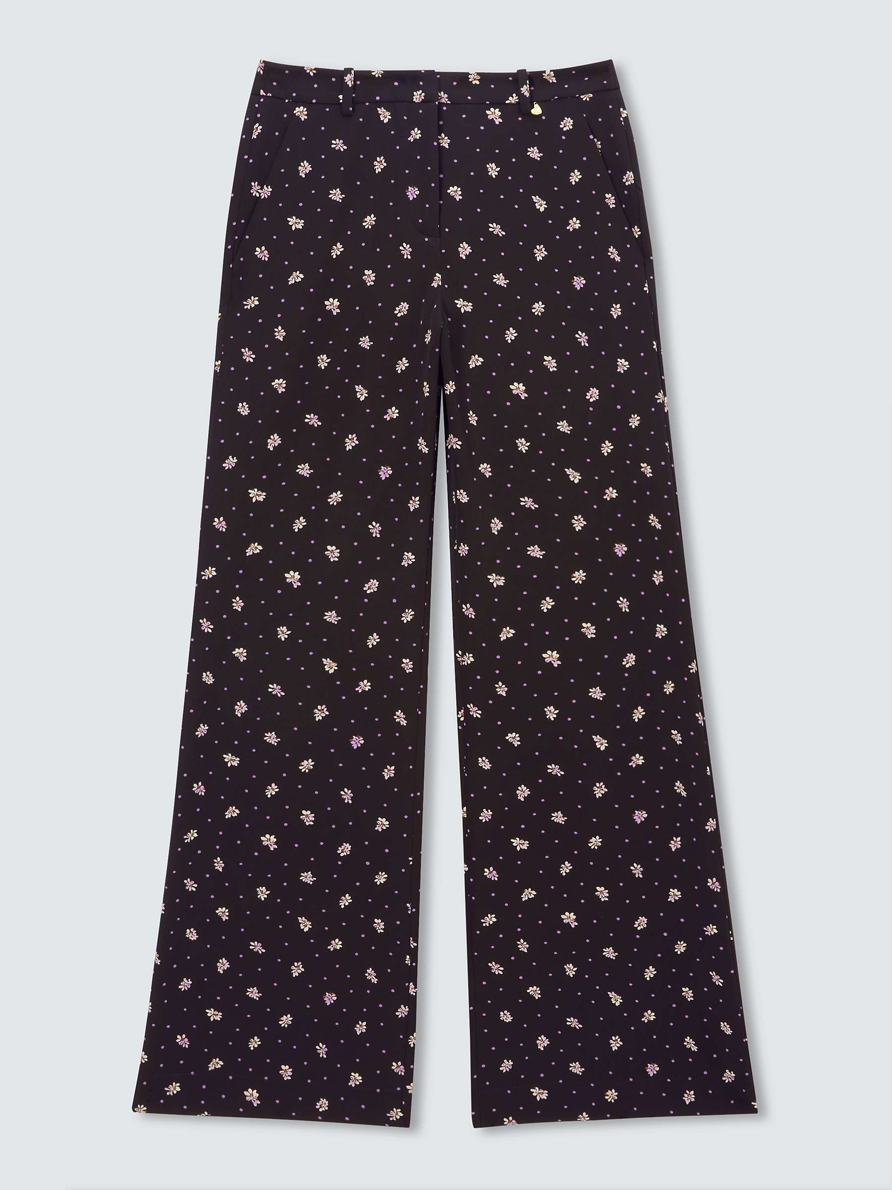 Buy Fabienne Chapot Puck Floral Spot Print Flared Trousers, Grape/Black Online at johnlewis.com