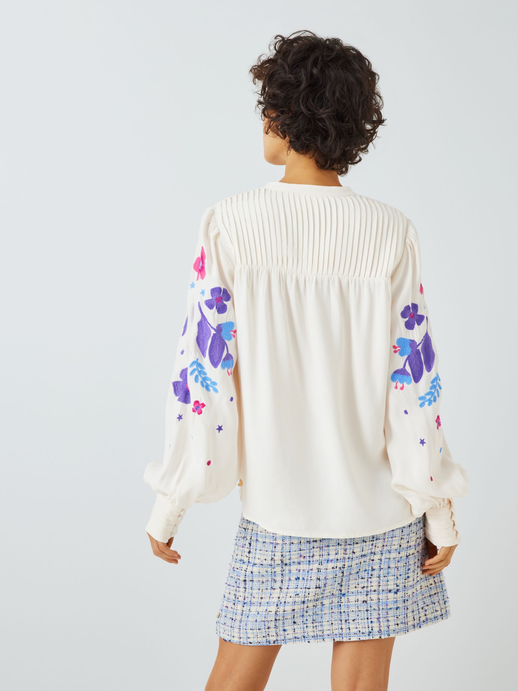 Buy Fabienne Chapot Harry Floral Embroidered Balloon Sleeve Blouse, Cream White Online at johnlewis.com