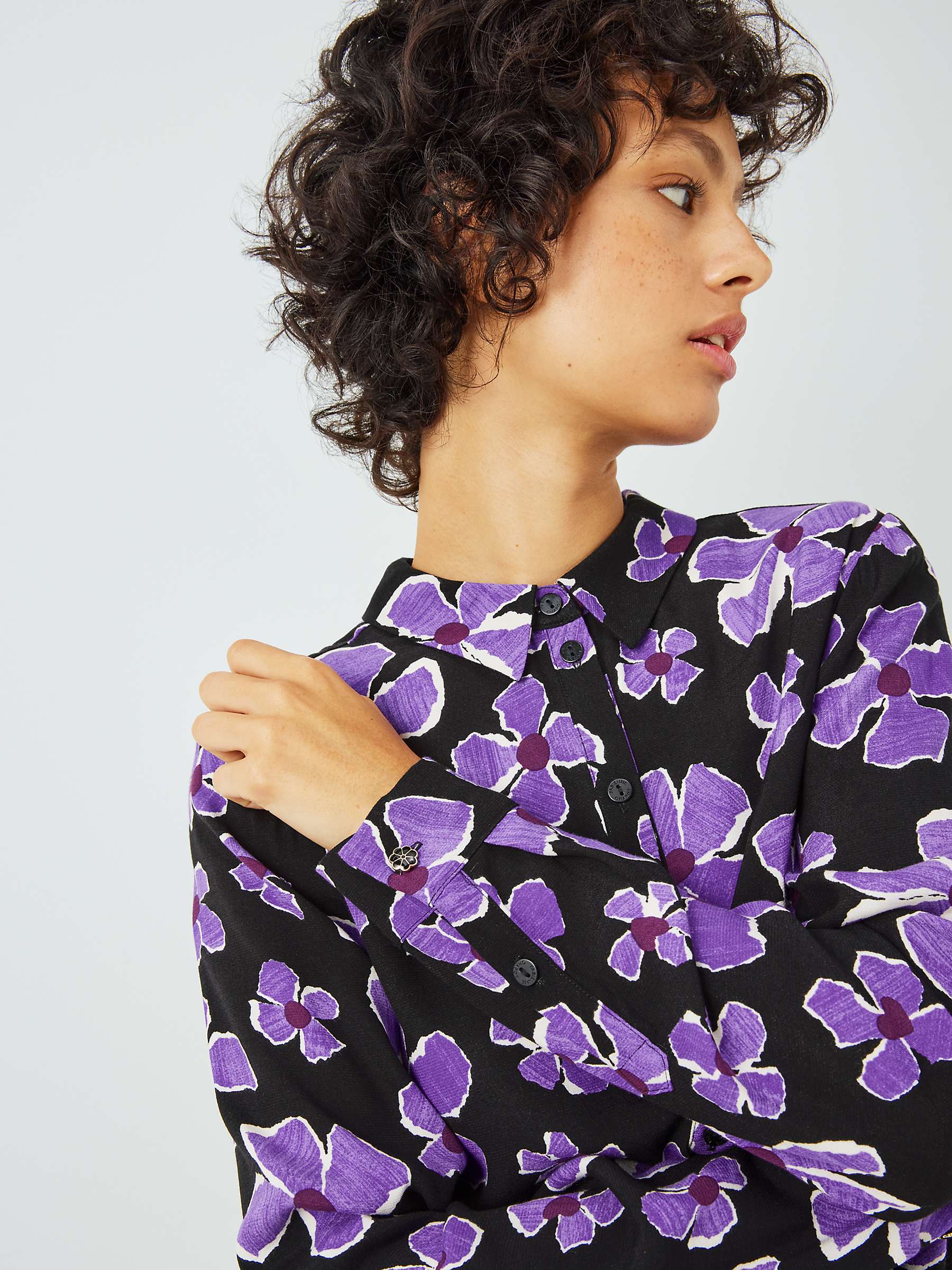 Buy Fabienne Chapot Sophia Floral Print Blouse, Black/Purple Rave Online at johnlewis.com