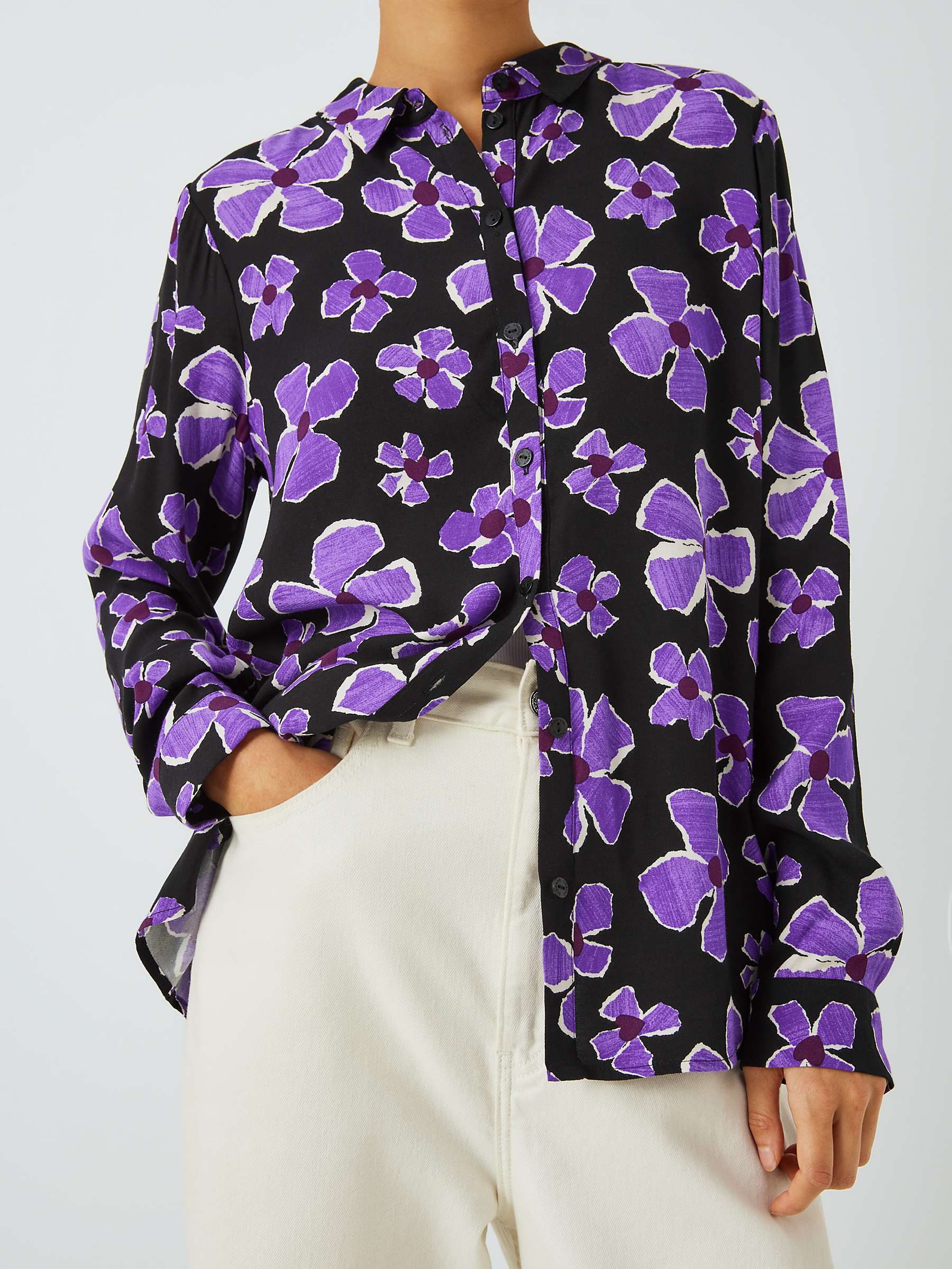 Buy Fabienne Chapot Sophia Floral Print Blouse, Black/Purple Rave Online at johnlewis.com
