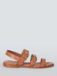 John Lewis Lisa Leather Triple Buckle Flat Sandals, Tan