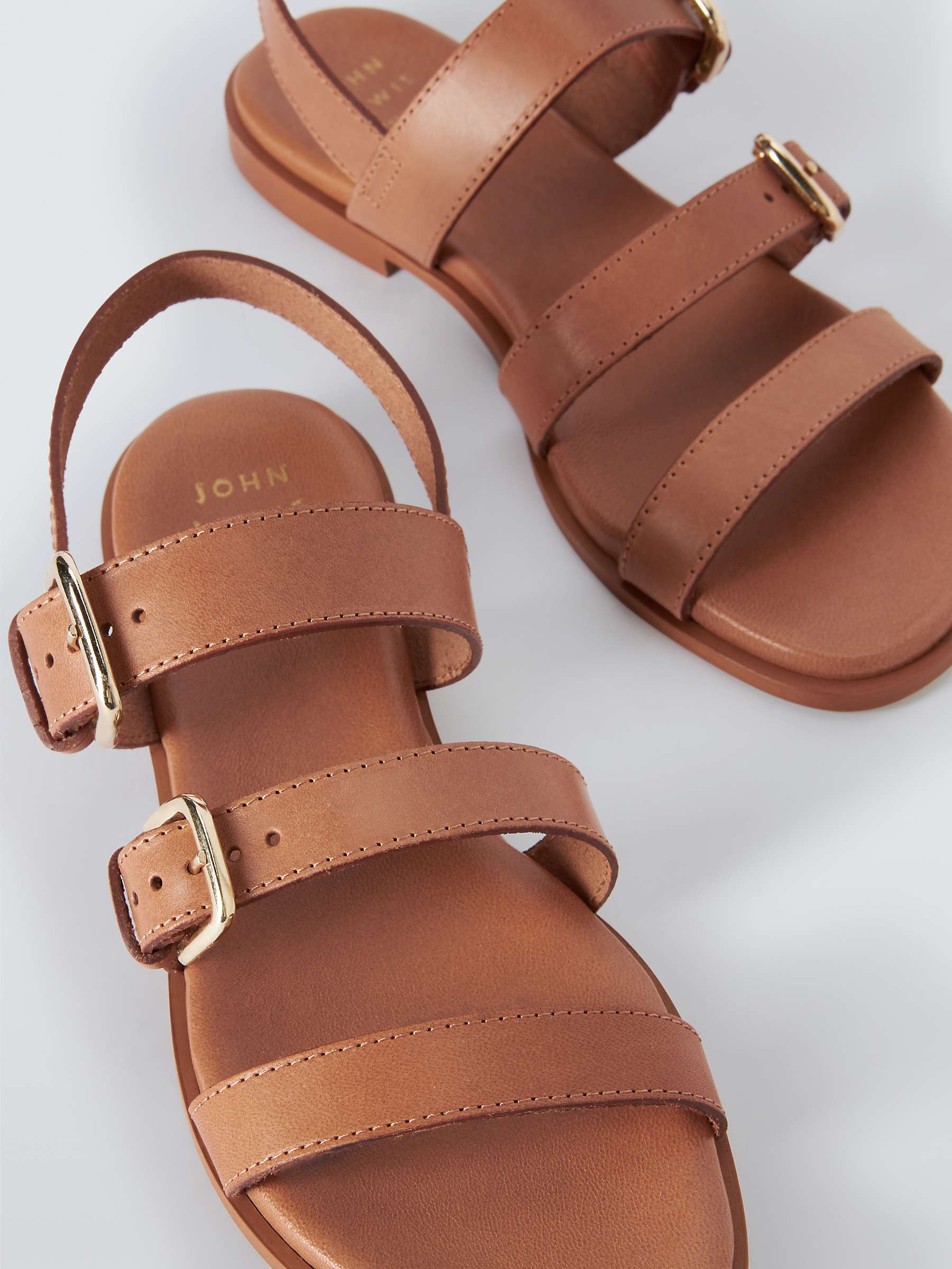 Buy John Lewis Lisa Leather Triple Buckle Flat Sandals Online at johnlewis.com