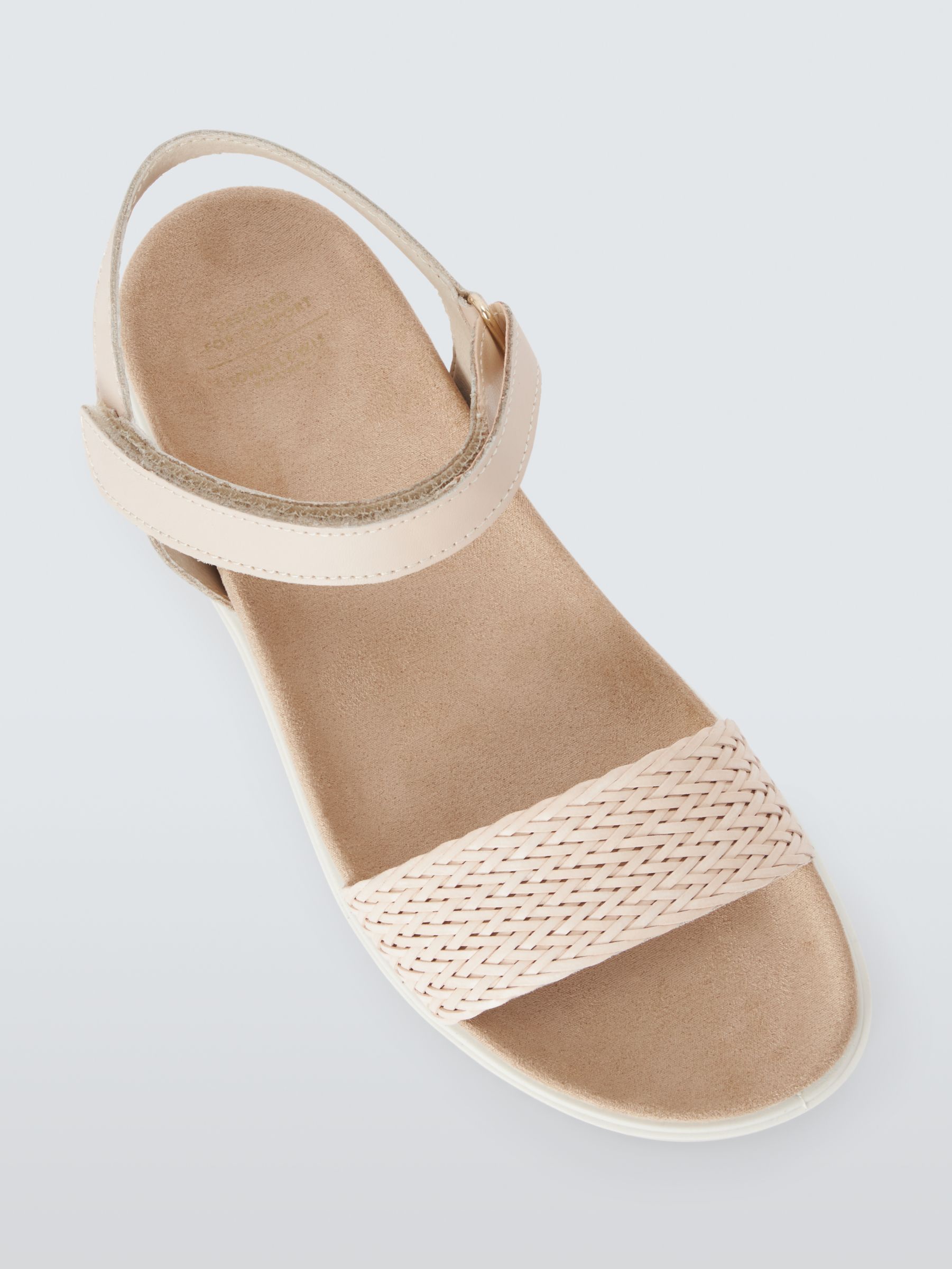 John Lewis Lucie Leather Woven Strap Comfort Sandals, Beige